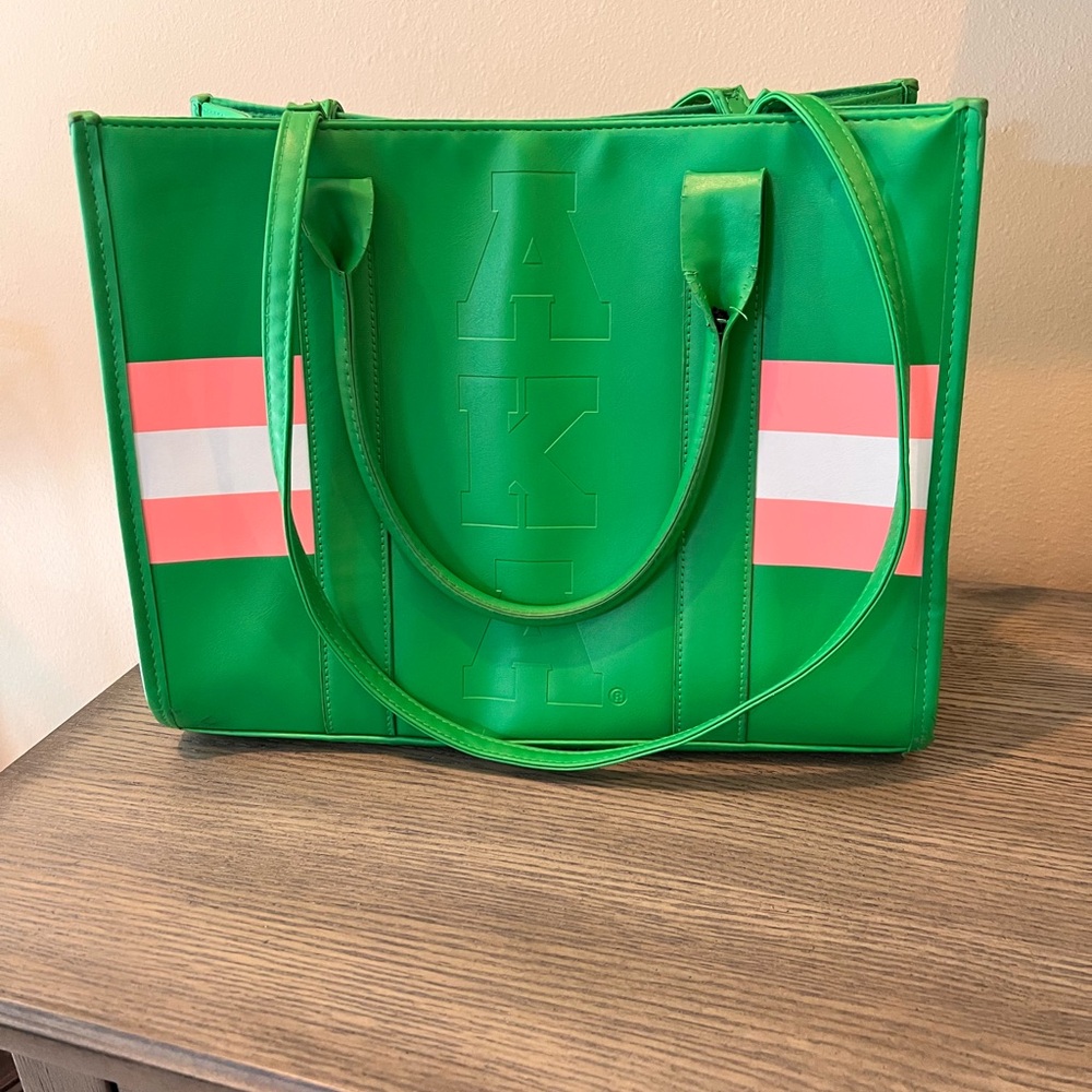 AKA Sorority Vibrant Green and Pink Tote Bag